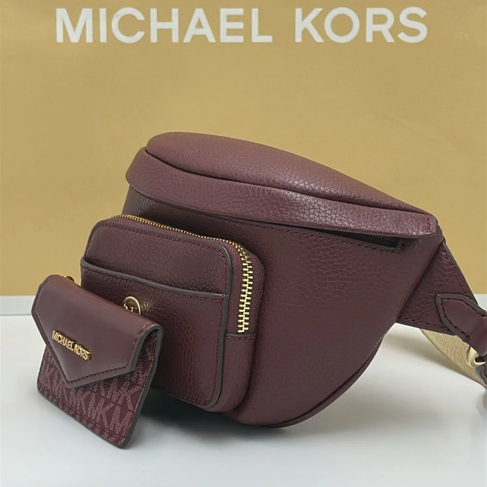 Michael Kors Maisie 2 In 1 Small Leather Waist pack Fanny pack Bag (Oxblood) MK